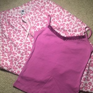Pink animal print pj set.